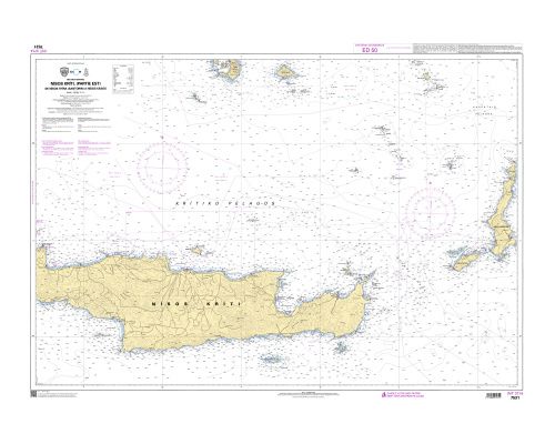SHOM 7531 à plat Nísos Krítí (Partie Est) - De Nísos Thíra (