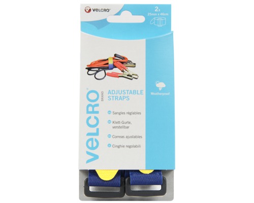 VELCRO® Sangle ajustable bleue 25mm x 92cm (x2)