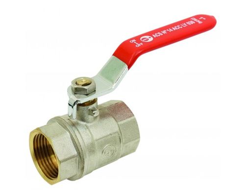 Vanne F/F laiton levier inox plat rouge 1/2" PN40